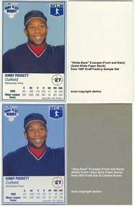 1987 Kraft Home Plate Heroes "White-Back" Samples (Not from Mac & Cheese Boxes)