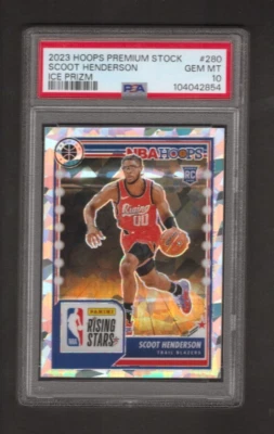 2023 Panini Hoops Premium Stock #280 Scoot Henderson Ice Prizm PSA 10 Gem MT - Image 1 of 2