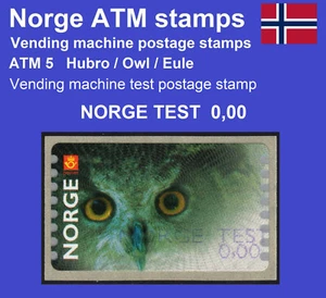 Norvegia ATM 5 Hubro Gufo Gufo / NORGE TEST 0,00 MNH / Frama francobolli automatici - Foto 1 di 3