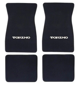 New! 1968 - 1976 Torino Carpet Floor Mats Black Set of 4 with Embroidered Logo  - Picture 1 of 7