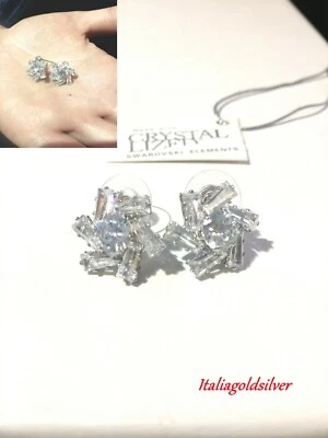 Orecchini Donna Argento SWAROVSKI ORIGINALI Gioielli Ragazza Cristalli Diamanti - Immagine 1 di 4