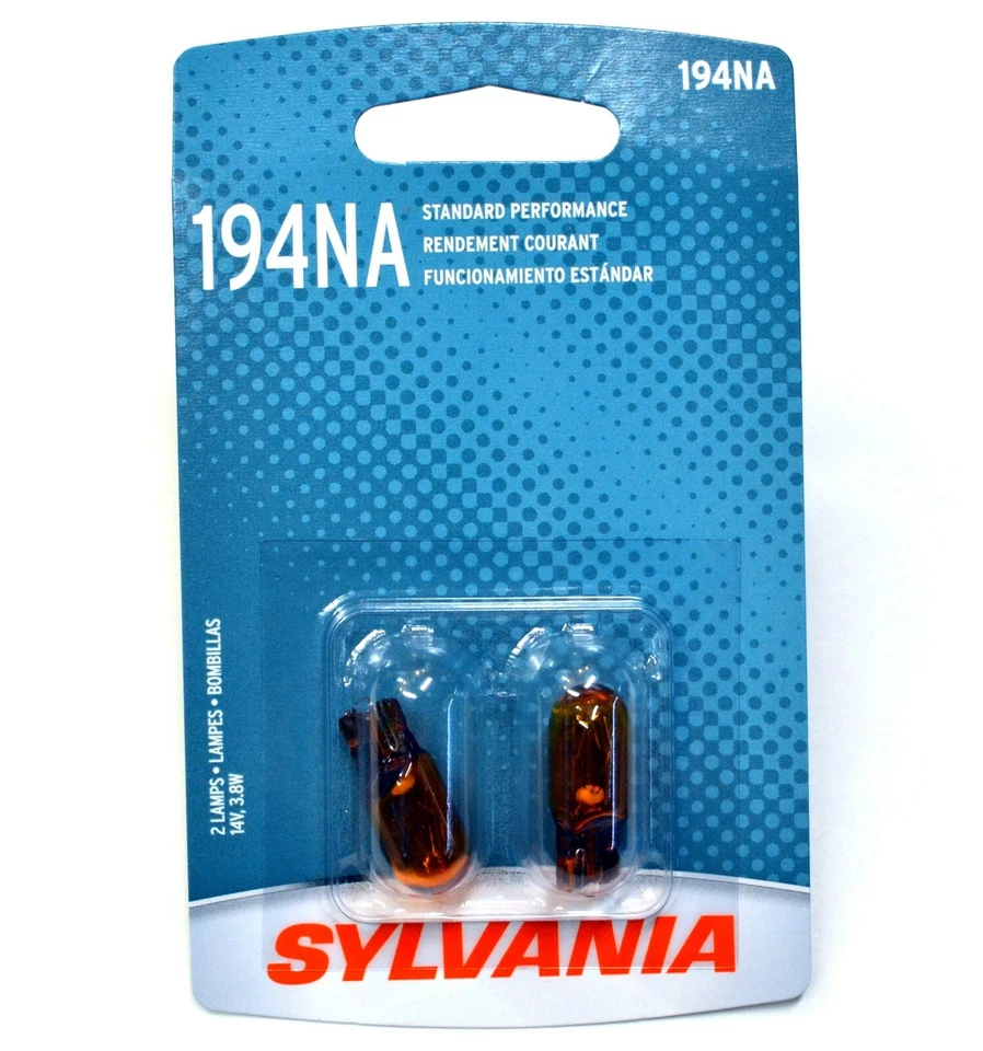 Sylvania Basic 194NA 3.8W Dos Bombillas Marcador Lateral Frontal Luz de Estacionamiento Reemplazar Lámpara OE Foto 1 de 4