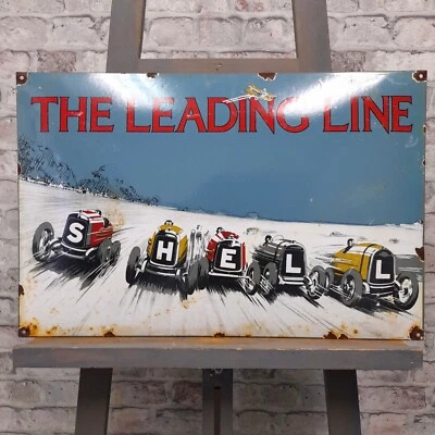 SHELL Enamel Sign 22.8x15" (58x38cm) Nice Showroom Garage Vintage Old Decoration - Image 1 of 4