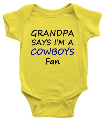 Abuelo dice que soy fanático de los vaqueros bebé bebé bebé body ropa de una pieza cita de regalo Foto 1 de 3