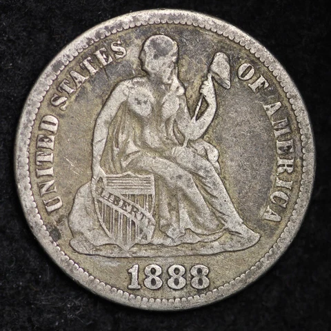 1888 Seated Liberty Dime CHOICE VF FREE SHIPPING E230 RCN Cover