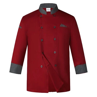 Unisex Mens Womens Long Sleeve Chef Coat Restaurant Kitchen Cooking Jacket Coats - Image 1 of 3