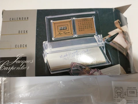 Vintage  Jacques Carpentier Desk Clock, Unopened w/Original Pen, Pad, Instruct Cover