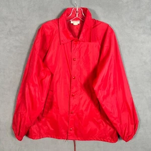 Vintage Hartwell Windbreaker Jacket Mens L Button Basic Red Made In USA 80's - Picture 1 of 11