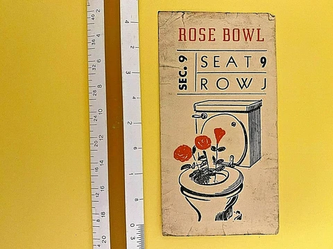 Vintage late '60's Novelty Ticket Stub Rose Bowl Pasadena, CA Cover