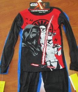 NEW STAR WARS THE FORCE AWAKENS BOYS BLACK & BLUE 2 COTTON SLEEPWEAR SETS SZ 6 - Picture 1 of 4