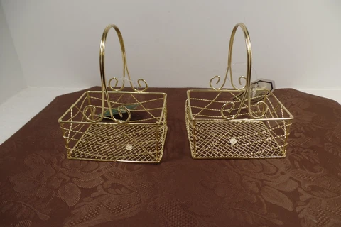 Vintage Corner Stone Creations Gold Wire Baskets Set of Two Cover