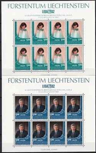 Mini hoja de exposición filatélica Liechtenstein 1982 Yvert 738/39 MNH VF - Imagen 1 de 1