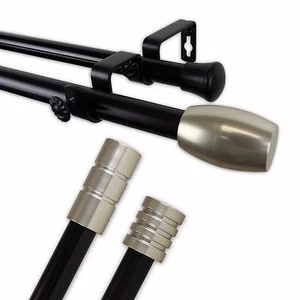 Drum Two-Tone Collection Doppel Gardinenstange 3/4" Auswahl aus 3 Endstücken & 4 Größen - Bild 1 von 4