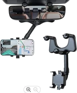 Phone Mount for Rear View Mirror, Hands Free, Compatible Apple + Samsung, 360 De - Picture 1 of 6