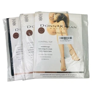 3 Pack Donna Karan The Nudes A06 Control Top Small/Petite A19 French Beige Hose - Picture 1 of 3