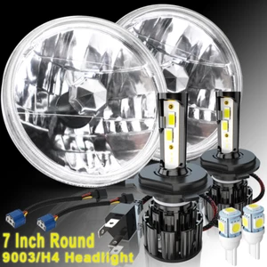 7 inch Round Chrome LED Headlight Hi/Lo Beam for Mazda 1979-85 RX7 1990-97 Miata - Picture 1 of 11