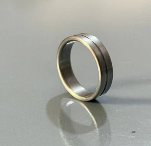 Titanium raw Finished with lining Ring, Anniversary gift, Wedding Band, For him - Picture 1 of 8