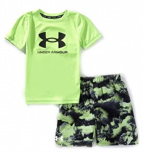 Under Armour Boys' Two Piece Swim Set Deep Ocean Hyper Green Sz 7 UASKI57E NWT - Picture 1 of 4