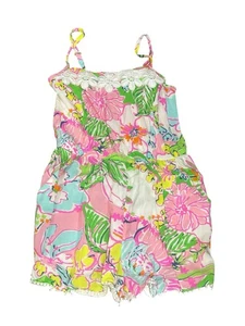 Girls LILLY PULITZER Target Pink Floral Romper Shorts Outfit Size 7-8 Medium M - Picture 1 of 2