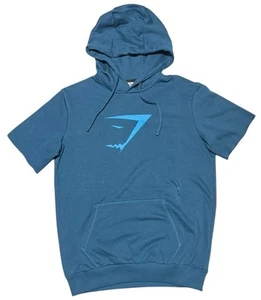Felpa con cappuccio Gym Shark uomo blu squalo riempitivo pullover taglio atletico taglia med - Foto 1 di 5