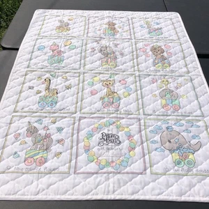 My First Precious Moments Counting Quilt Handmade Crib Blanket Comforter - Picture 1 of 8