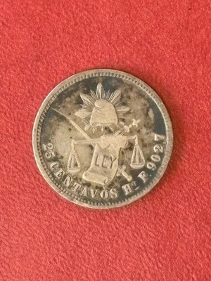1877 Ho Mexico Silver 25 Centavos – Hermosillo Mint – XF - Image 1 of 4