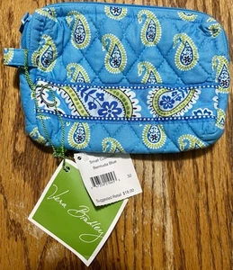 Vera Bradley New With Tags ~ Small Cosmetic Bag ~ Retired BERMUDA BLUE PAISLEY - Picture 1 of 6