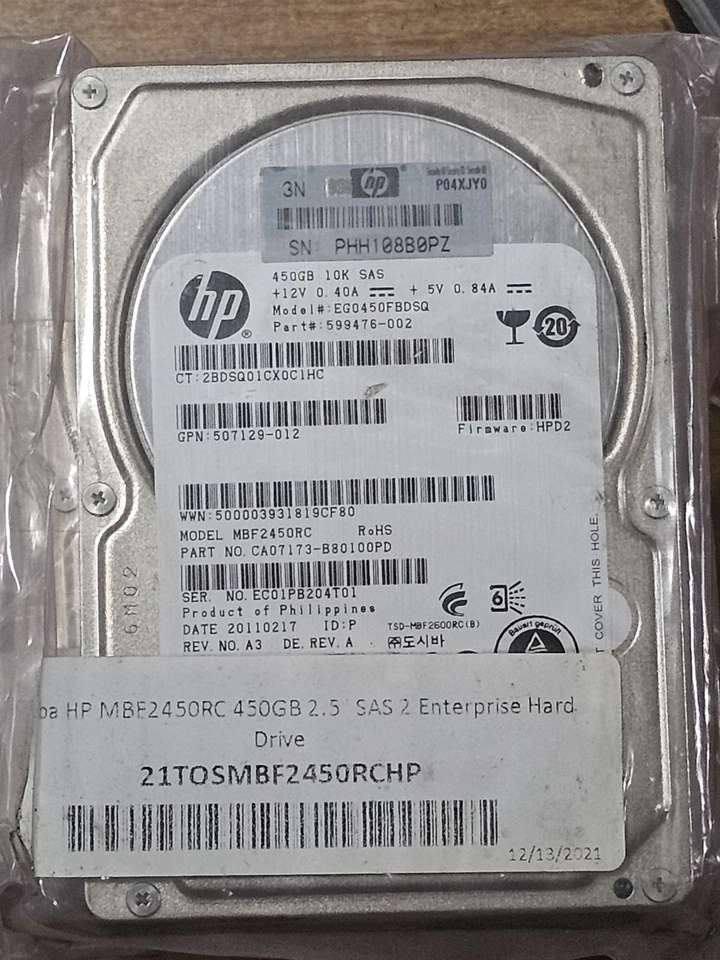 Toshiba HP MBF245ORC 4506B 2.5 SAS 2 450GB - Image 1 of 1