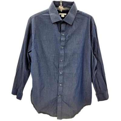 Camisa para hombre Bar 3 azul blanco punto manga larga abotonada talla grande Foto 1 de 4