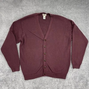 LL Bean Cardigan Extra Large Tall Red Sweater Vintage Cotton Knit Maroon Grandpa - Picture 1 of 8