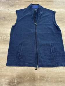 Jos A Bank Vest Jacket Mens Medium Tailored Fit Dark Blue Zip pockets - Picture 1 of 8