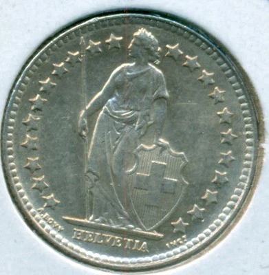 1952 SWITZERLAND 1/2 FRANC, CHOICE BRILLIANT UNCIRCULATED, GREAT PRICE! - Image 1 of 4