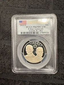 2013-S PCGS PR69DCAM 5 Star Generals - Arnold, Bradley Clad Proof 50C - Picture 1 of 2