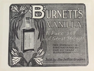 1900 VIKTORIANISCHER DRUCK ANZEIGE BURNETT'S VANILLE IST REIN UND GROSSE STÄRKE - Bild 1 von 2