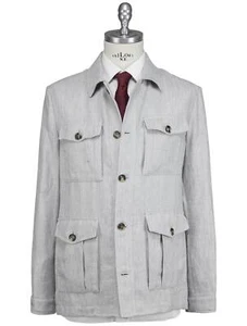 NEW LUIGI BORRELLI GRAY LINEN VIRGIN WOOL COAT US 40 - EU 50 US609 - Picture 1 of 6