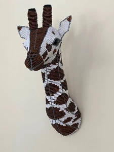 GIRAFFE -Wall Mounted Beaded Animal Head/Trophy~Medium~New~Hand Made-Glass Beads - Picture 1 of 3