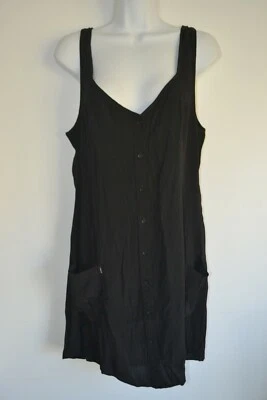 OBEY 背心裙,Jinx,黑色,大号,露背,纽扣前襟,口袋 — 第 1/4 张图片