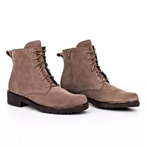 Munro Women Finley Comfortable Taupe Lace-up Ankle Zip Boots sz 7.5 - Picture 1 of 8