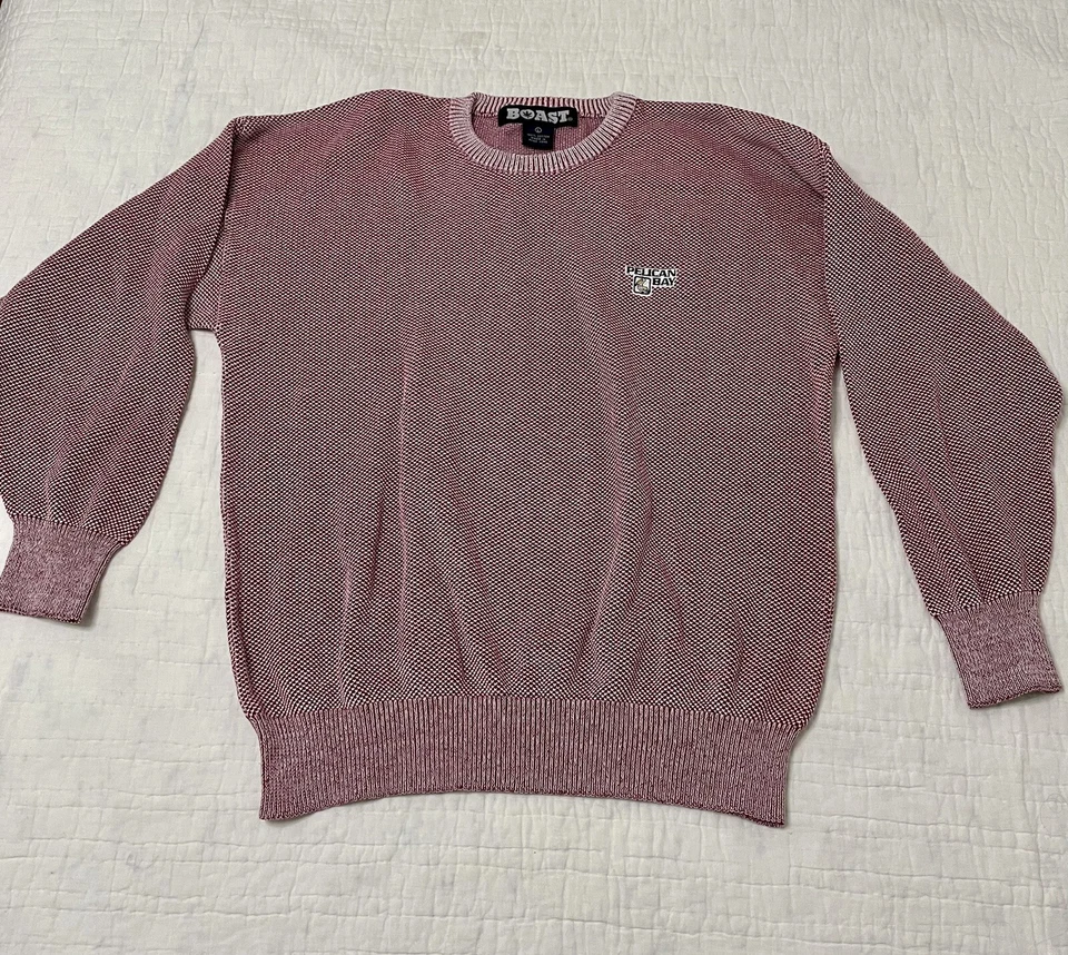 Suéter Pullover Para Hombre Boast Pelican Bay Tejido Rojo Blanco Algodón Talla L Usado en Excelente Condición Crew Foto 1 de 4