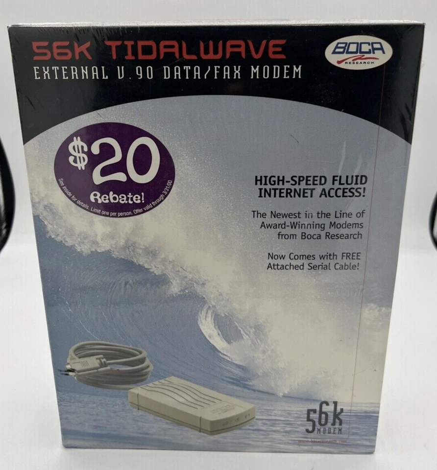 Boca Research 56k Tidalwave External V.90 DATA/FAX MODEM - Image 1 of 4