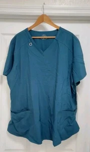 Cherokee Infinity Scrub Top Women Size 3XL Teal CK865A Certainty Pockets Comfort - Picture 1 of 11