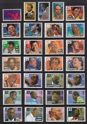 США 1969-2021 черные американцы музыка NH полная коллекция 59 марок Бесплатная доставка США - Изображение 1 из 2