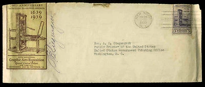 U.S. FDC #857 Planty #72a 1st Club of Printing House Craftsmen of New York Cover - Image 1 of 2