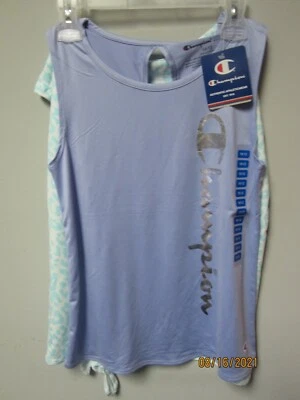 Champion Youth Girls 2-Piece Blue Mist/Land Ice Shirts Size 10/12 - Image 1 of 3