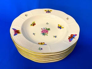 ANTIQUE HEREND PORCELAIN HANDPAINTED SOUP PLATES 501 (6pcs.) - Picture 1 of 11