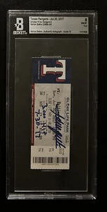 Adrian Beltre Signed 3,000th Hit Game Full Ticket Stub Beckett Grade 8 Auto 10 - Picture 1 of 2