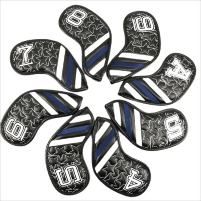 High Quality Golf Club Head Covers Sets Iron PU Protectors Covers Black White - Image 1 of 4