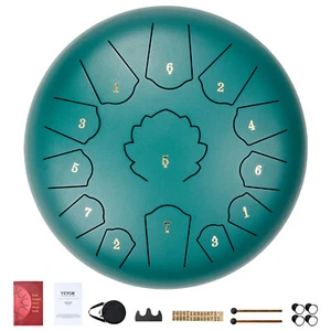 VEVOR Steel Tongue Drum 12 in 13 Notes Rain Drum for Outside C Major Green - Picture 1 of 12