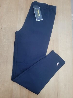 Polo Ralph Lauren Girls Stretch Cotton Ribbed Leggings Navy Blue / Pink  Pony - Image 1 of 4