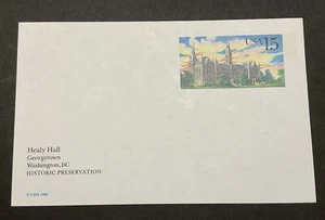 1988 US Sc# UX128 Healy Hall Georgetown Wash DC 15¢ Postal Card MNH Postcard. - Picture 1 of 2
